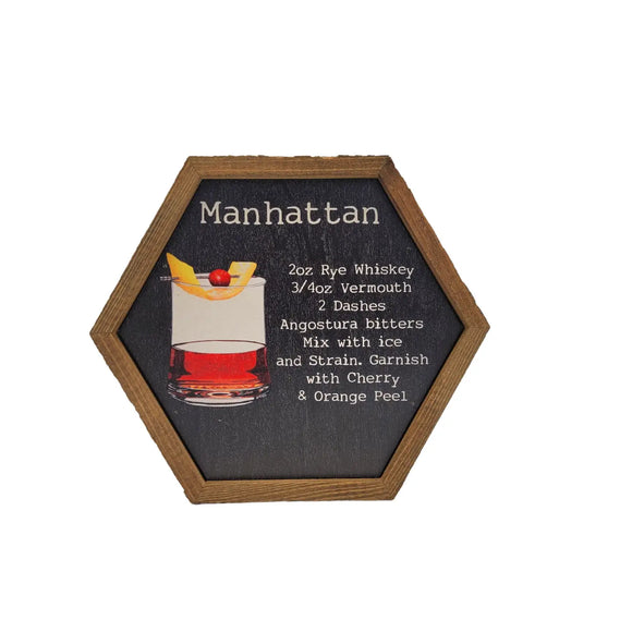 Manhattan Recipe Hexagon Framed Sign