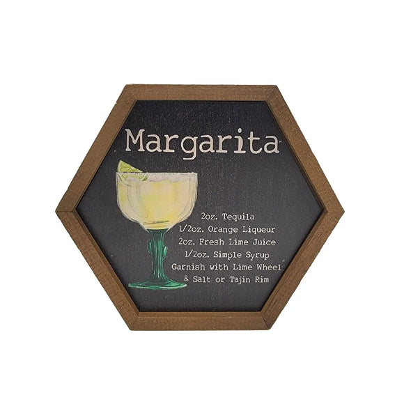 Margarita Recipe Hexagon Framed Sign