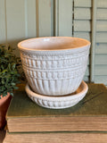 Vintage McCoy Beaded Planter with Attached Saucer