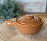 Vintage USA Made Pottery Bowl w/ Handle & Lid