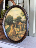 Vintage Fall Print in Oval Metal Frame