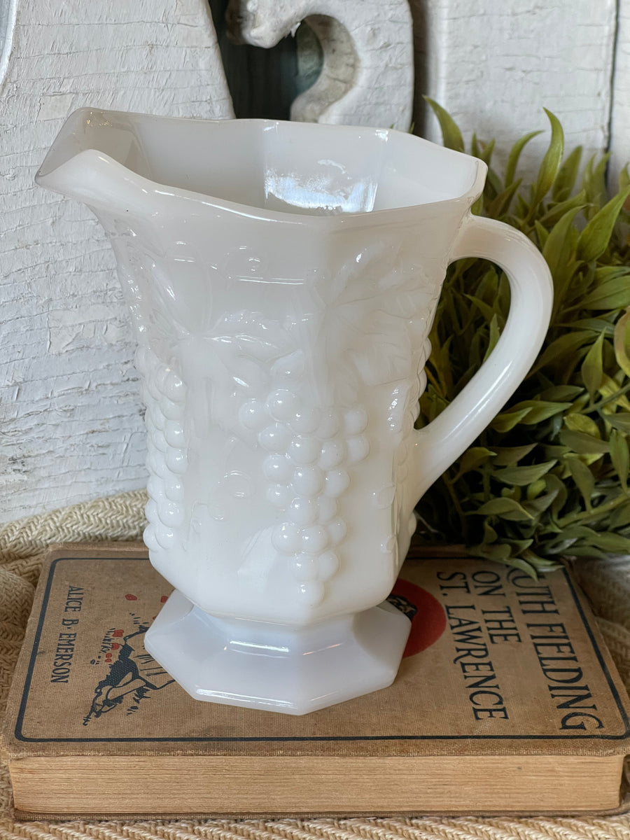 vintage evenflo glass pitcher Vintage Anchor Hocking Milk Glass Pitcher – The Gentleman's Stache, DBA Mercantile 1858