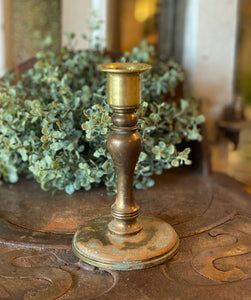 Vintage Patina Brass Candlestick
