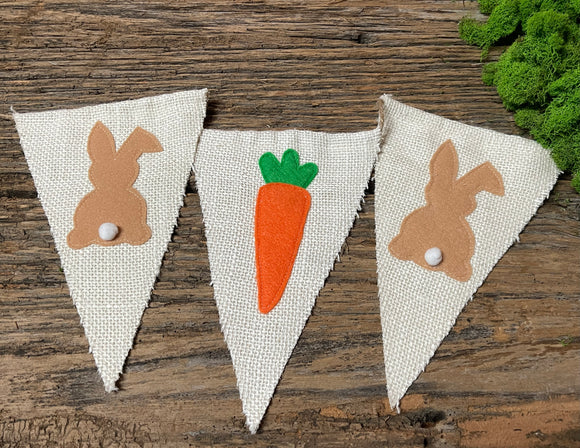 Handmade Cream Burlap Bunnies & Carrots Bunting