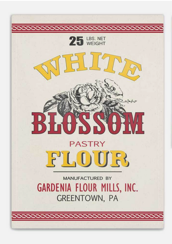 White Blossom Pastry Flour Tea Towel