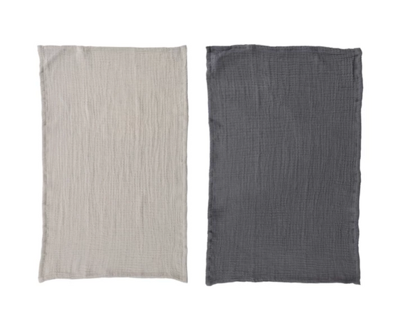 Natural & Charcoal Double Cloth Tea Towel
