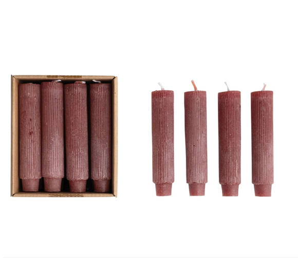Cabernet Unscented Pleated Taper Candles in Box