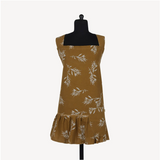 Mustard Olives Ruffled Pinafore Apron