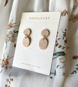 Handmade Blush Speckle Clay Earrings