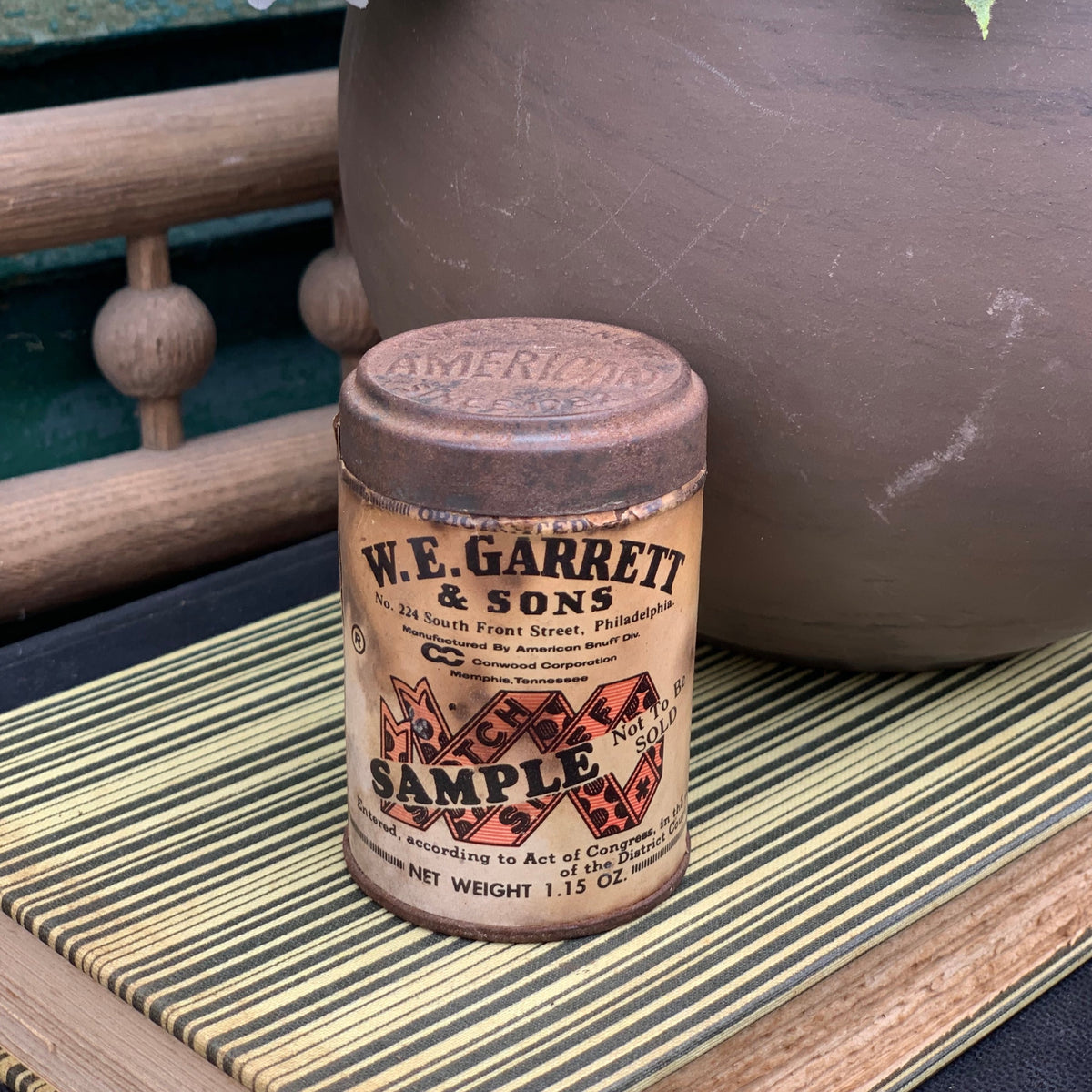 Vintage W.E. Garrett Snuff Tin The Gentleman's Stache, DBA Mercantile