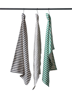 Black, Grey, & Green Striped Towel Set