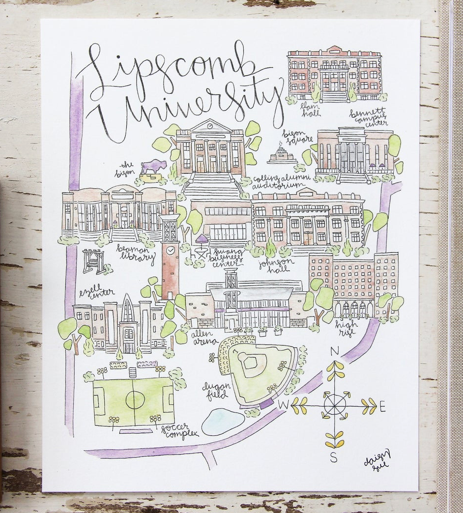 Lipscomb University Watercolor Print The Gentleman s Stache DBA Lipscomb University Watercolor Print The Gentleman s Stache DBA