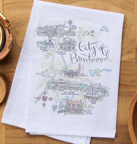 City of Brentwood Map Tea Towel