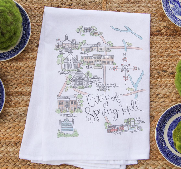City of Spring Hill Map Tea Towel