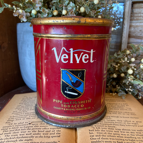1930's Velvet Pipe Tin