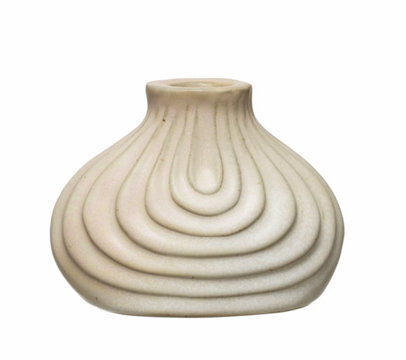 Debossed Stoneware Taper Holder/Vase