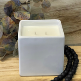 Amber Wood + Vetiver 32oz Soy Candle in Pottery