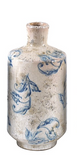Distressed Blue Printed Terracotta Vase