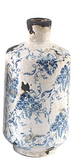 Distressed Blue Printed Terracotta Vase