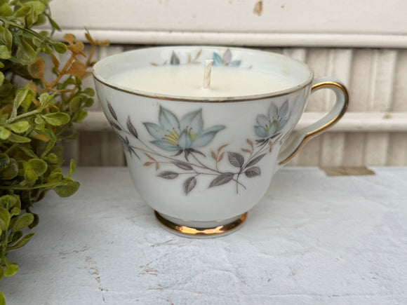 Sea Salt + Orchid 6oz Soy Candle  in Vintage Tea Cup