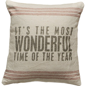 Most Wonderful Time Red Stripe Pillow