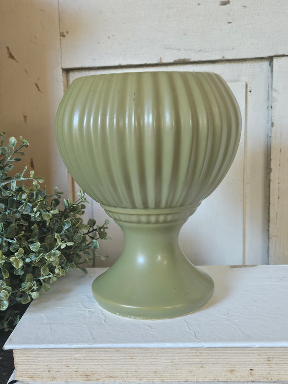 Vintage Avocado Floraline Pottery Planter