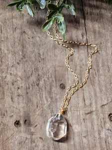 Handcrafted Gold-Filled Crystal Raindrop Necklace