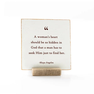 Wooden Message Card "Hidden in God" w/ Stand