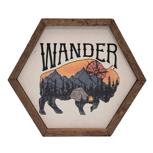 Wander Hexagon Framed Sign