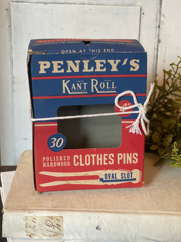 Vintage PENLEY'S Clothes Pins Box