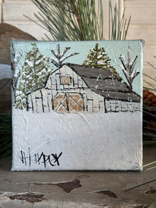 Jill Harper 4" Winter Barn Canvas Art