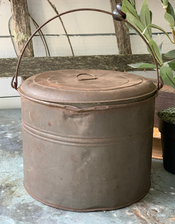 Vintage Tin Bucket w/ Lid