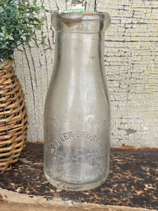 Vintage Allen Bros Milk Bottle Ennfield, Conn