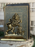 Vintage Brass Lion & Rose Book Ends Made In England