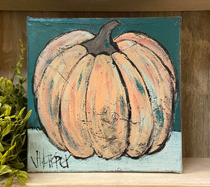 Jill Harper 8" Pumpkin Canvas Painting