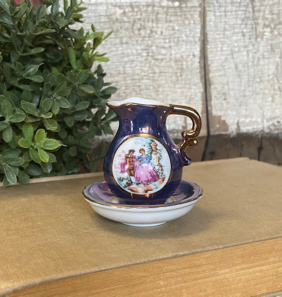 Antique Mini Victorian Pitcher w/ Saucer