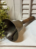 Vintage Large Brass School Bell w/ Wood Handle