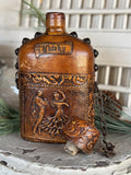 Vintage Leather Wrapped Whisky Flask