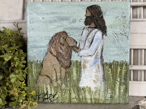 Jill Harper 8" Jesus & The Lion Of Judah Canvas Art