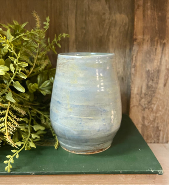 Handmade Blue Ceramic Mug w/ Indentations