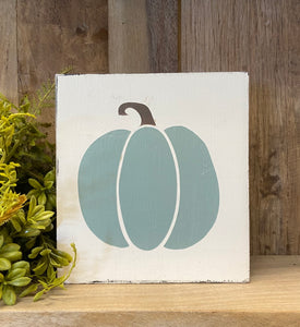 Handmade Grey-Blue Pumpkin Reclaimed Wood Sign
