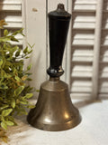 Vintage Small Brass School Bell w/ Wood Handle