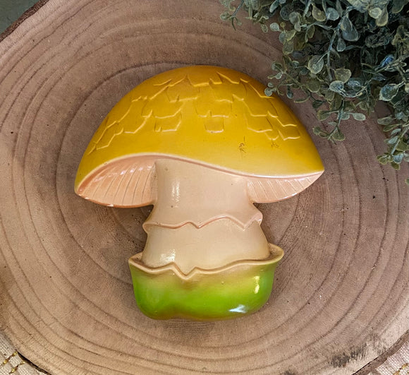 Found Ceramic Yellow Mushroom Hanger