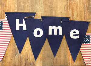 Handmade "Home" & American Flag Bunting