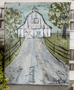 Jill Harper 8" x 10" White Barn Canvas Art