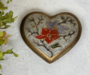 Vintage Brass & Cloisonne Heart