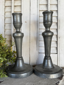 Vintage Pewter Candlestick Holder Set