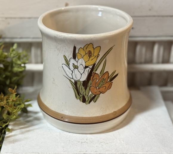 Vintage Floral Crock w/ Lid