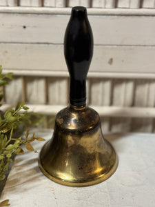 Vintage Brass School Bell w/ Wooden Handle