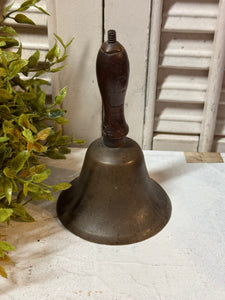 Vintage Brass School Bell w/ Wood Handle